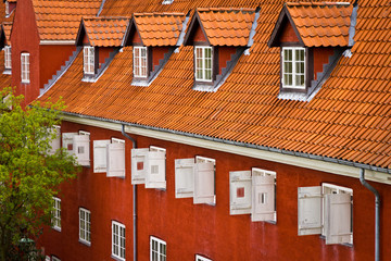 Red brick building with red roof in Kastellet Citadel