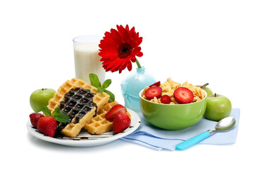 light breakfast isolated on white