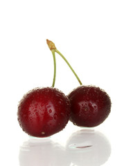 fresh cherry isolated on white