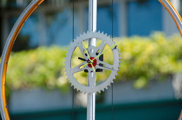 Clock  made of gear and bike wheel, Pike Place crafts market