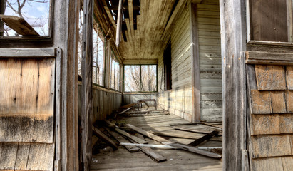 Fototapeta na wymiar Interior abandoned house prairie