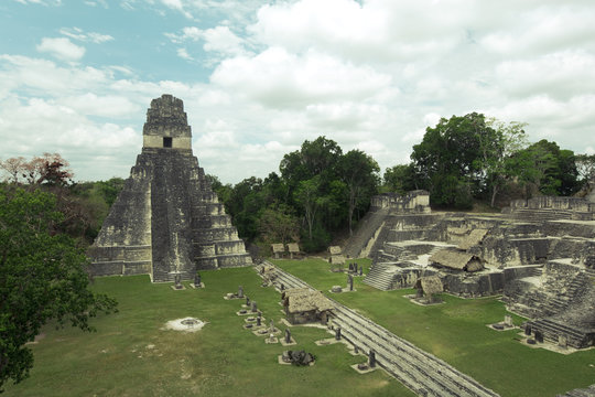 ancient mayan ruins in jungle Tikal