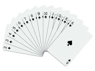 Cartes à jouer - série des piques en éventail