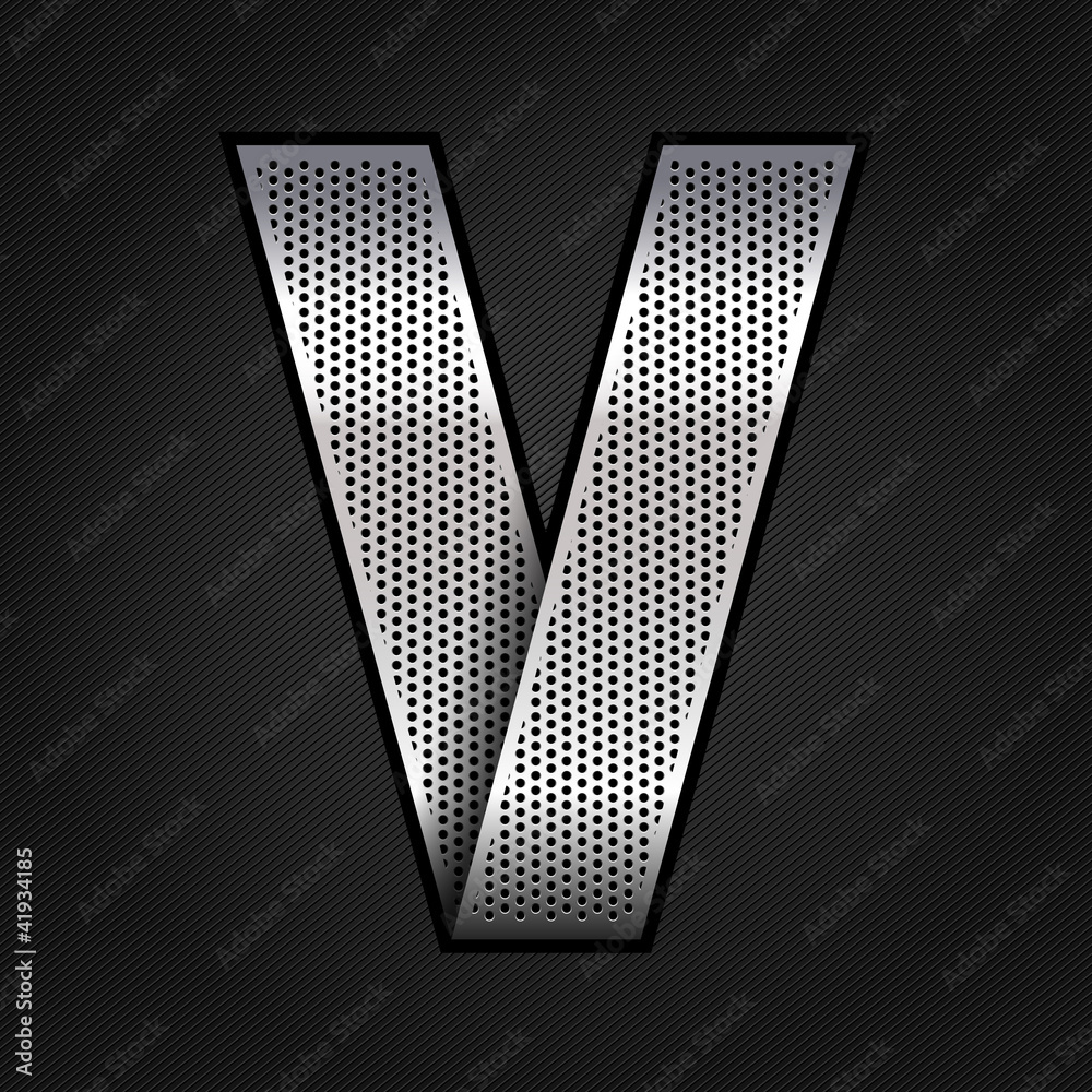 Wall mural Letter metal chrome ribbon - V