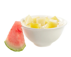yoghurt with piece of water melon