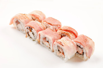 sushi with shrimp and bacon