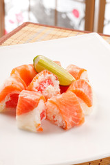 sushi with grapefruit in rice paper