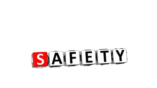 3D Safety First Crossword on white background