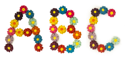 abc letters made of little flowers