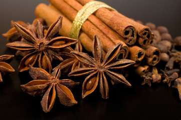 close-up of spices
