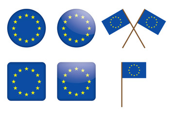 set of badges with European Union flag vector illustration