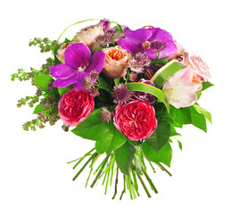bouquet of rose, paeonia and orchid