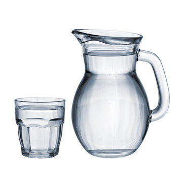 Full glass and jug isolated