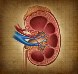 Human Kidney With Grunge Texture