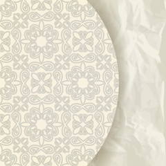 vector floral pattern on crumpled paper texture