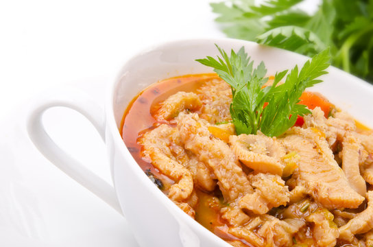 Polish traditional  tripe soup