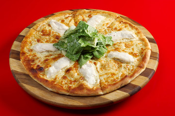 Pizza with meat chicken
