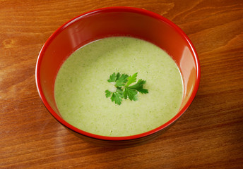 Bowl of cream of broccoli soup