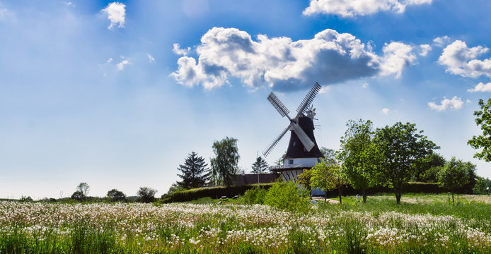 Wind mill in Egeskov, fyn, Denmark