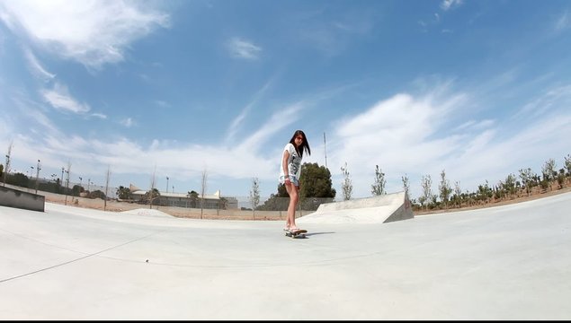 skateboarder girl sky
