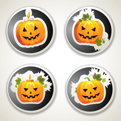 Labels with Halloween pumpkins