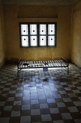 a room in tuol sleng (s-21) prison, phnom penh