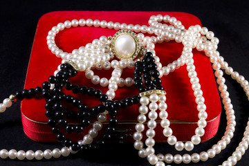 Jewelry box with a pearl necklace