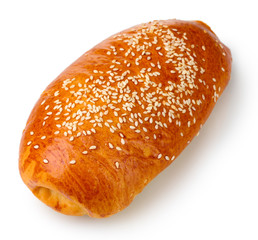 One roll bread isolated on white