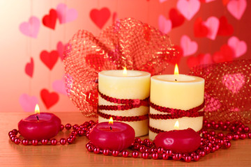 Beautiful candles with romantic decor