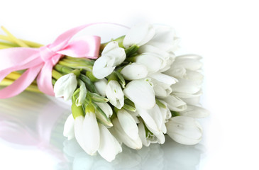 Obraz na płótnie Canvas beautiful bouquet of snowdrops isolated on white