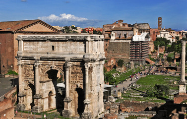 Roma, Fori Imperiali dal Campidoglio - arco di Settimio Severo