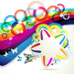 Fototapeta na wymiar Colorful background with stars and circles rainbow