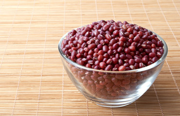 glass bowl full of adzuki beans