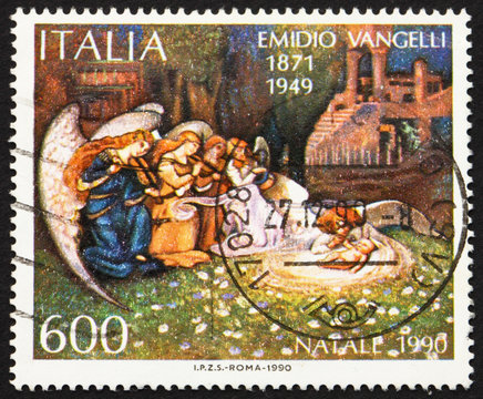 Postage stamp Italy 1990 shows Nativity by Emidio Vangelli