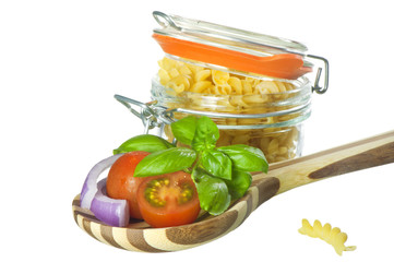 Italian pasta on white background
