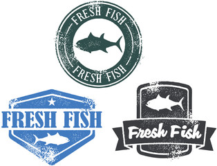 Vintage Style Fresh Fish Stamps