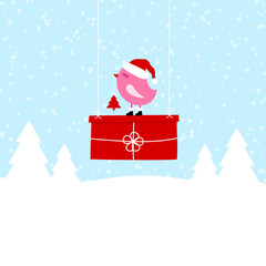 Pink Bird On Hanging Gift Blue