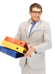 man with folders