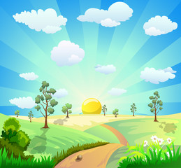 Obraz premium cartoon landscape background
