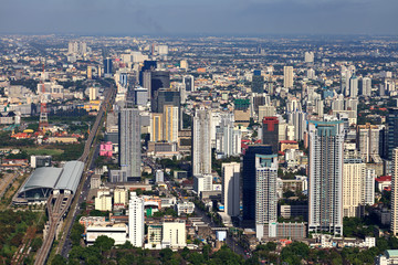 Fototapeta na wymiar Aerial view at the Bangkok city