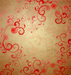 gold retro background with red ornament
