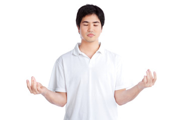 Young Asian Man Meditating