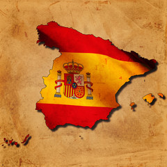 Spain map with flag