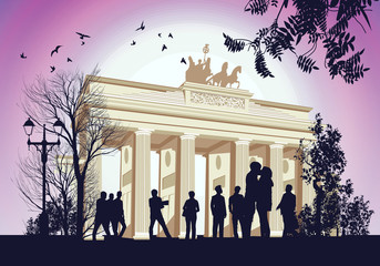 Many people gathered at the square near the Brandenburger Gate © Stockerteam