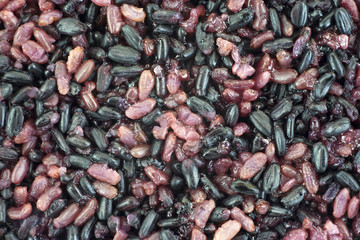 Close view black pearl rice