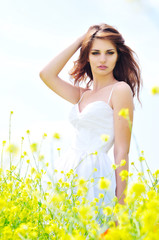 lady in field