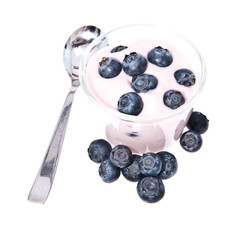 Fresh Blueberry yoghurt on white