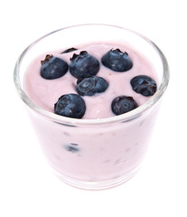 Fresh Blueberry yoghurt on white