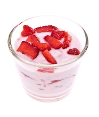 Fresh Strawberry yoghurt on white