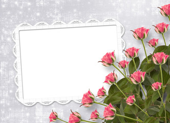 Card for congratulation or invitation with bunch of flowers